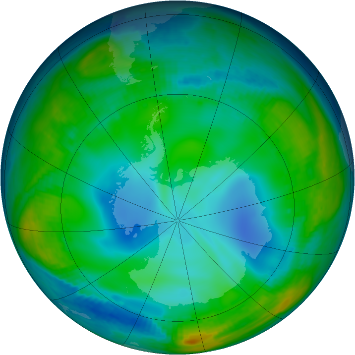 Antarctic ozone map for 05 June 1998